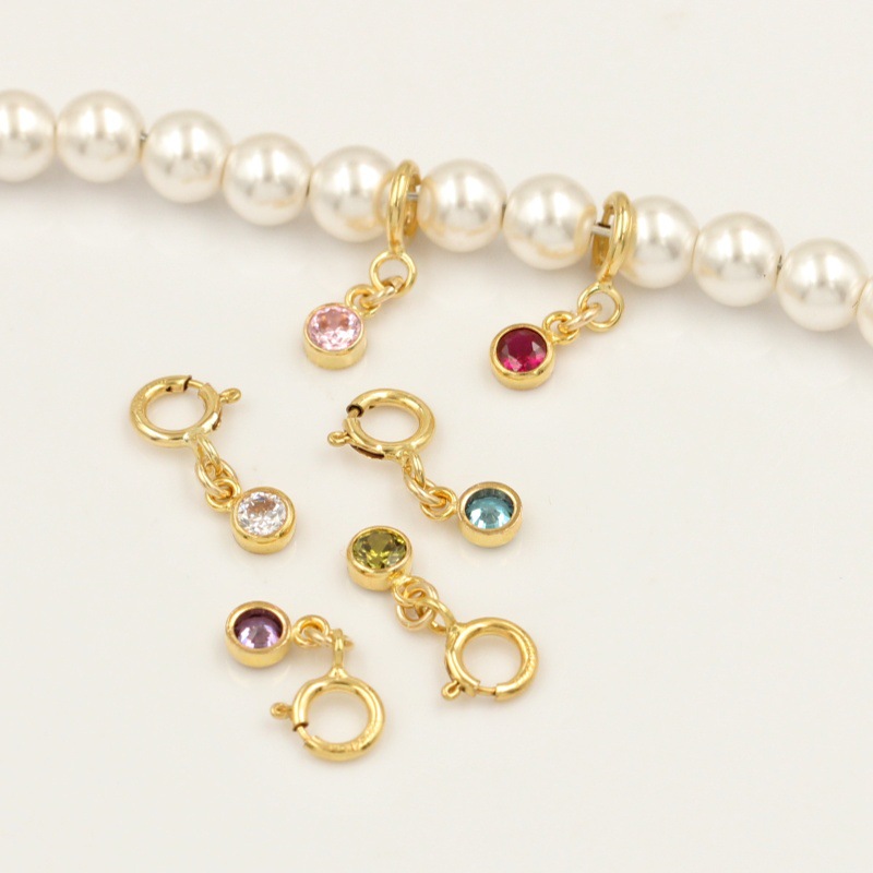 14Kゴールドフィルド スプリングリングクラスプ 誕生石CZ - Jewelry Making With Stones のレビューと価格