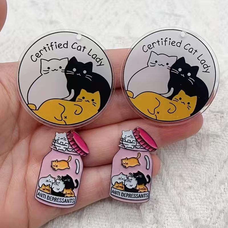 10個のアクリル製のかわいい猫ペンダント、DIYジュエリー作 - Jewelry Making Earrings のレビューと価格