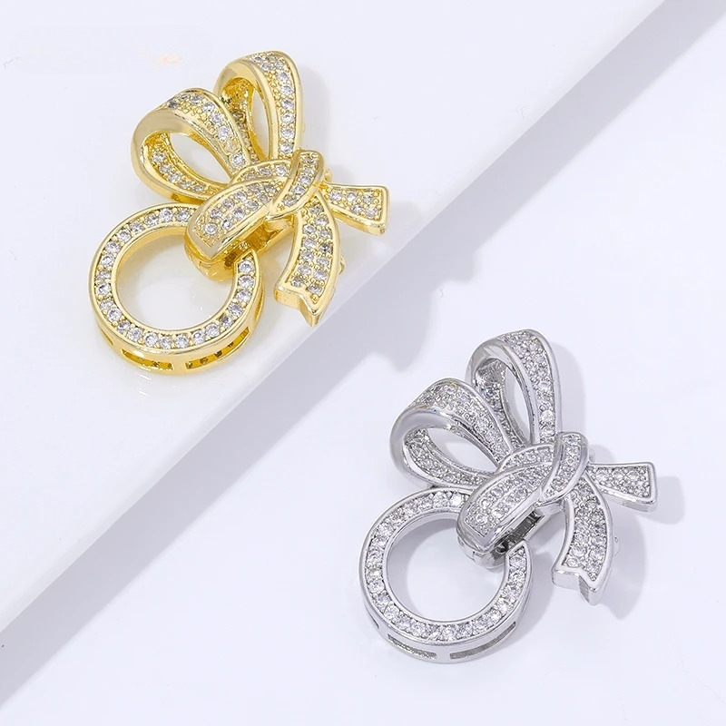 18K ゴールドメッキパールクラスプコネクタ象嵌ジルコン 3 - Jewelry Making Articles のレビューと価格