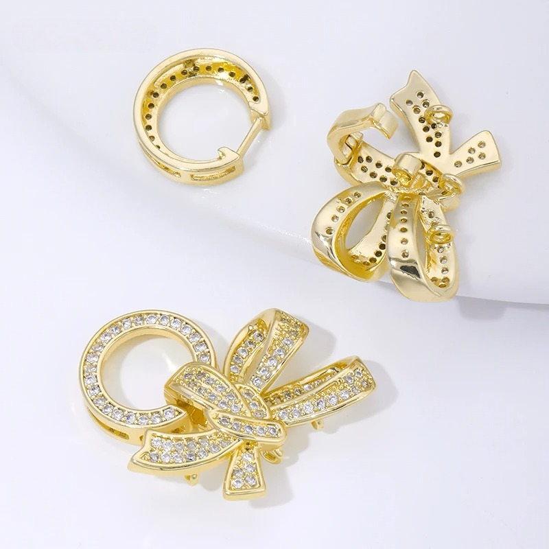 18K ゴールドメッキパールクラスプコネクタ象嵌ジルコン 3 - Jewelry Making Articles のレビューと価格