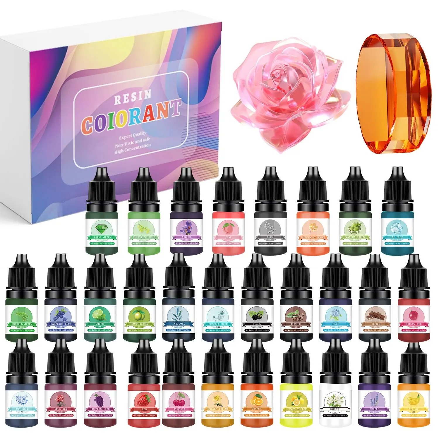 30色 5ml エポキシ樹脂顔料キット 液体着色剤 DIY  - Jewelry Making Tutorials のレビューと価格