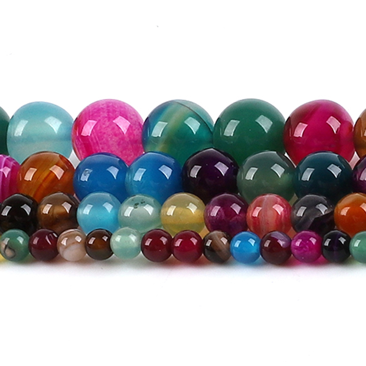 天然瑪瑙石ビーズ カラフルな丸型ルーススペーサービーズ ジュ - Jewelry Making With Stones のレビューと価格