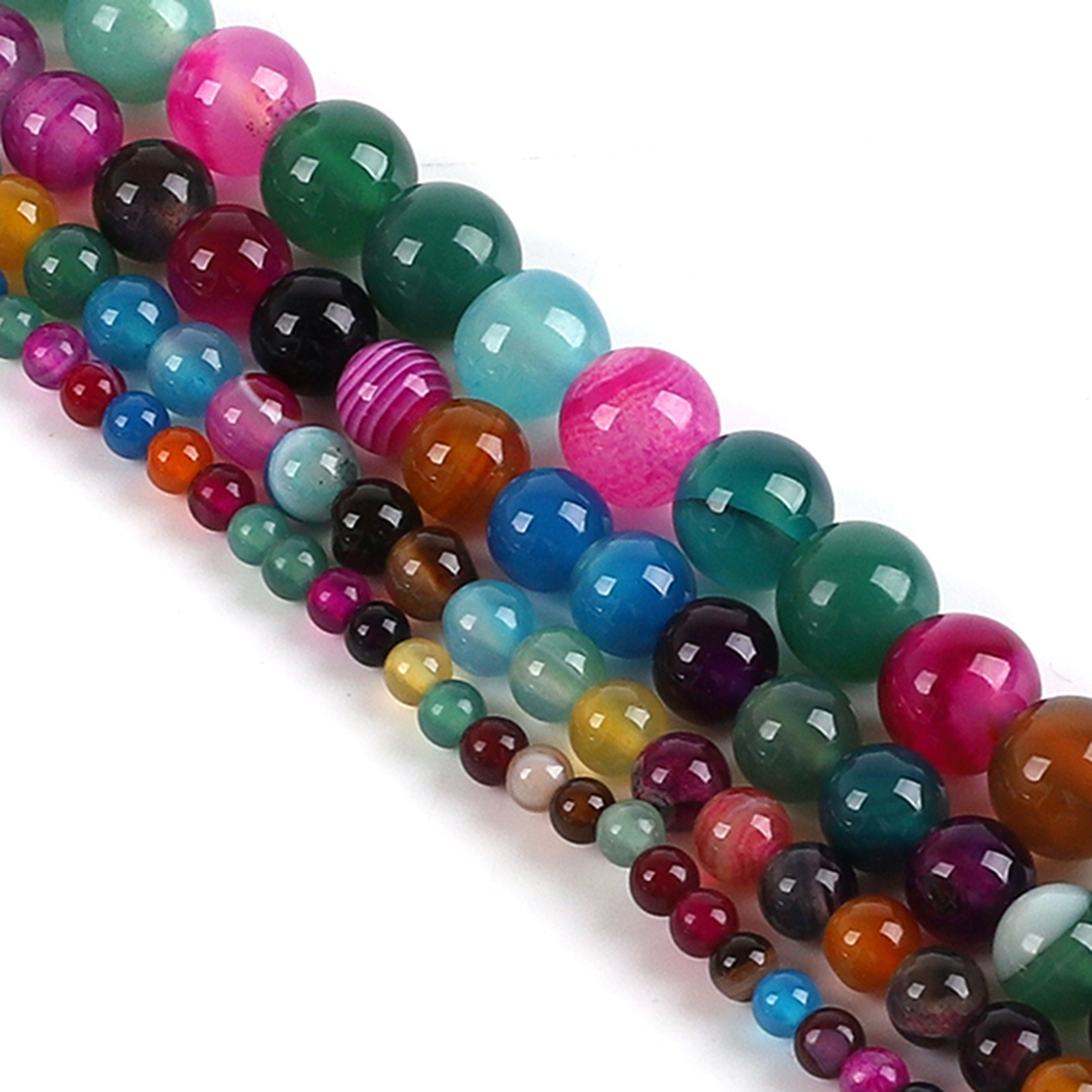 天然瑪瑙石ビーズ カラフルな丸型ルーススペーサービーズ ジュ - Jewelry Making With Stones のレビューと価格