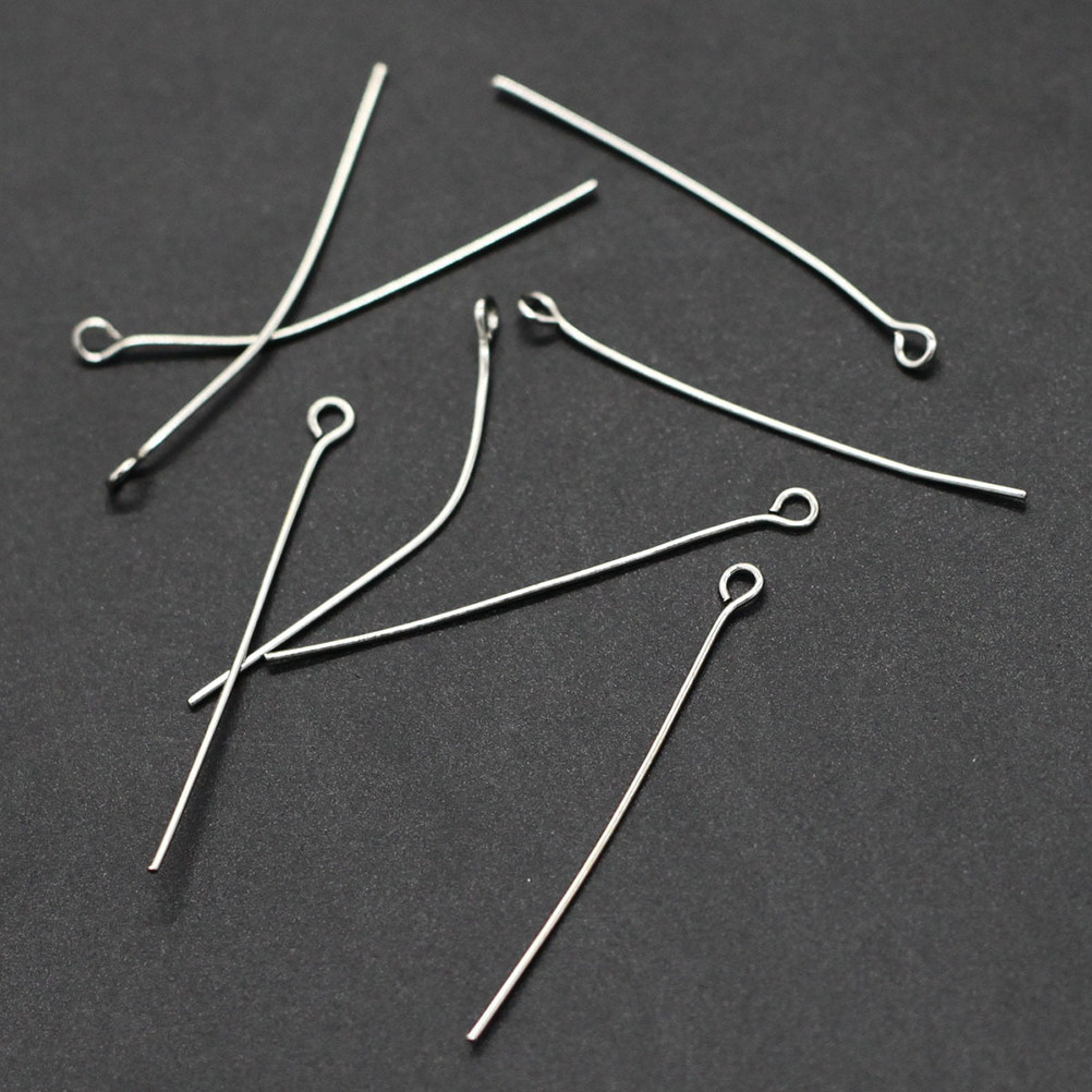 200個 ステンレス製 オープンアイピン 5x0.4x0.1 - Jewelry Making Eye Pins のレビューと価格