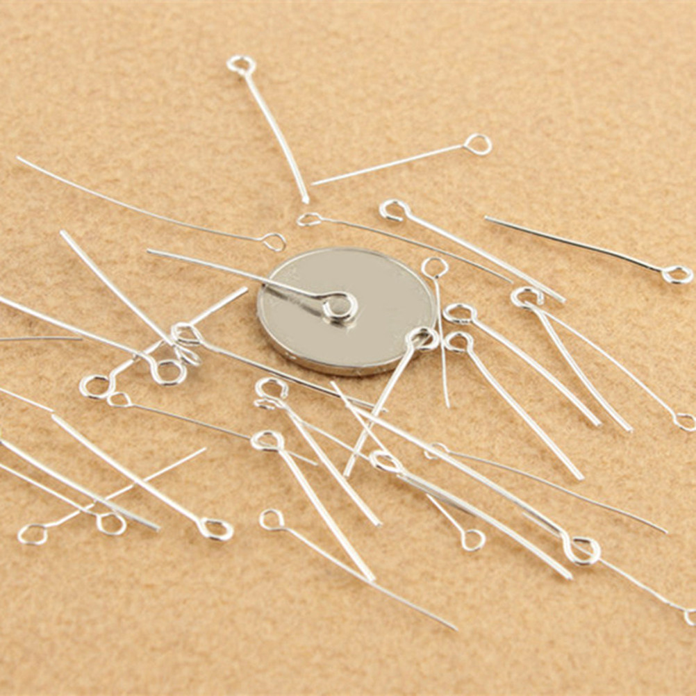 200個 ステンレス製 オープンアイピン 5x0.4x0.1 - Jewelry Making Eye Pins のレビューと価格