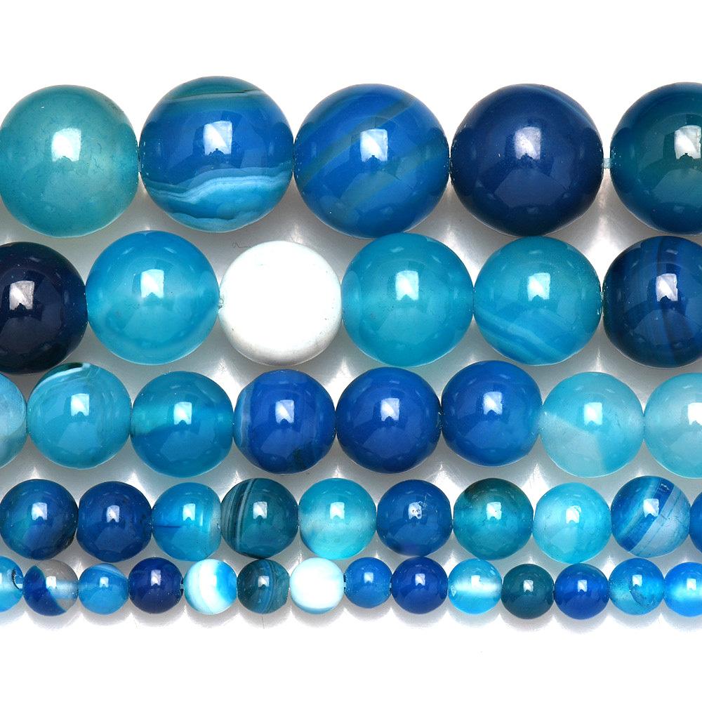 天然石バンドブルーレース瑪瑙ラウンドルースビーズ 4 6 8 - Jewelry Making With Stones のレビューと価格