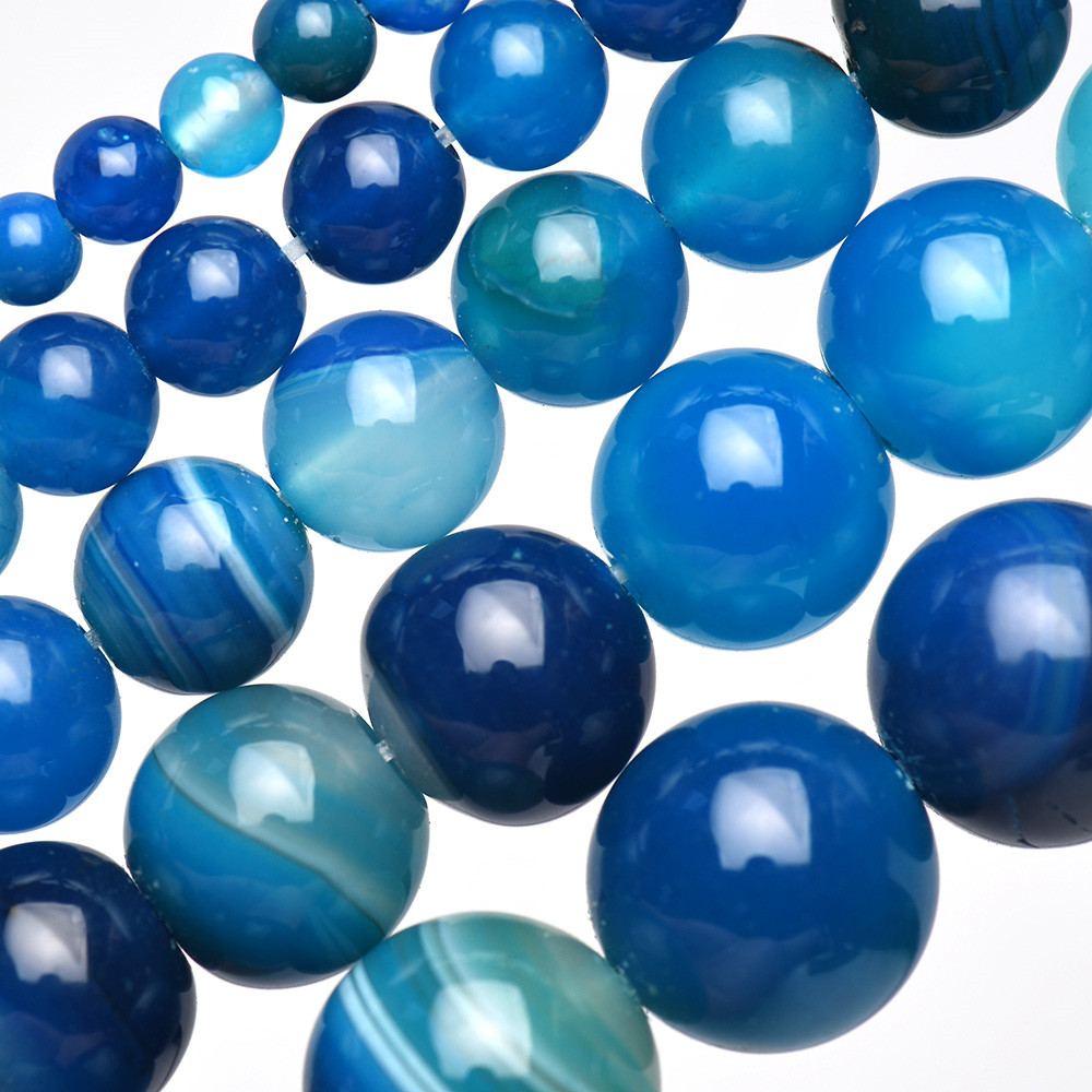 天然石バンドブルーレース瑪瑙ラウンドルースビーズ 4 6 8 - Jewelry Making With Stones のレビューと価格