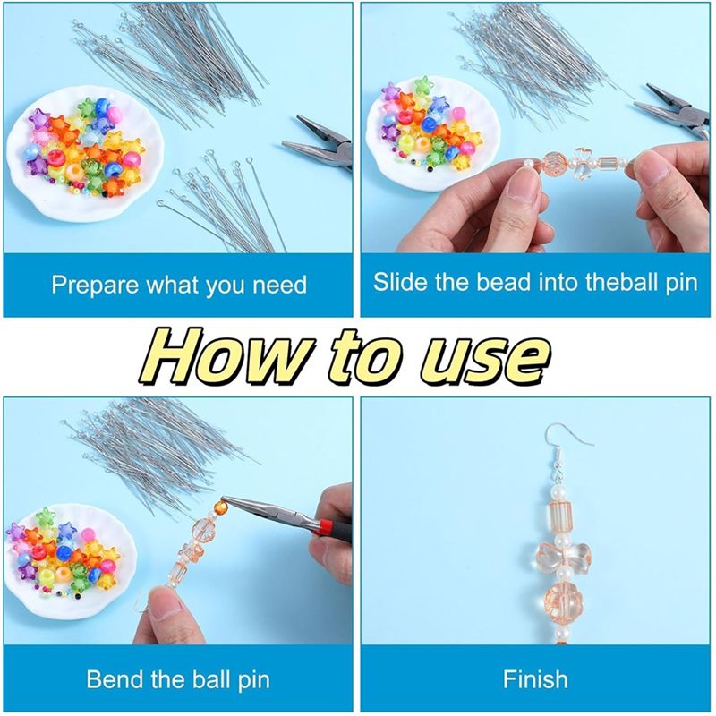 A01F-Hot 300個 1.6インチ 304ステンレス鋼 - Jewelry Making Eye Pins のレビューと価格