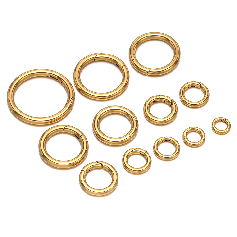 2個/ロット 丸型スプリングクラスプ ステンレス鋼 金メッキ - Jewelry Making Name のレビューと価格