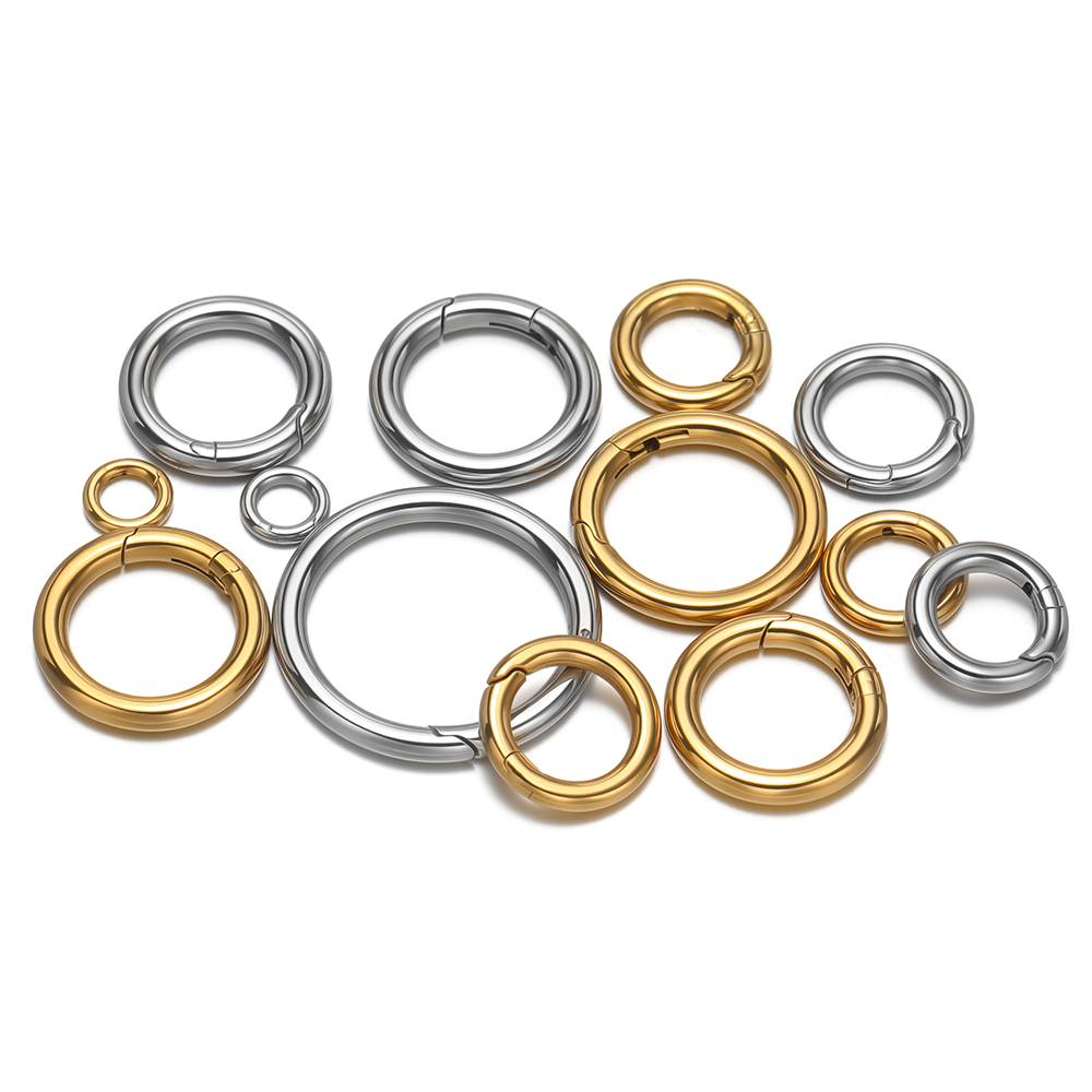 2個/ロット 丸型スプリングクラスプ ステンレス鋼 金メッキ - Jewelry Making Name のレビューと価格