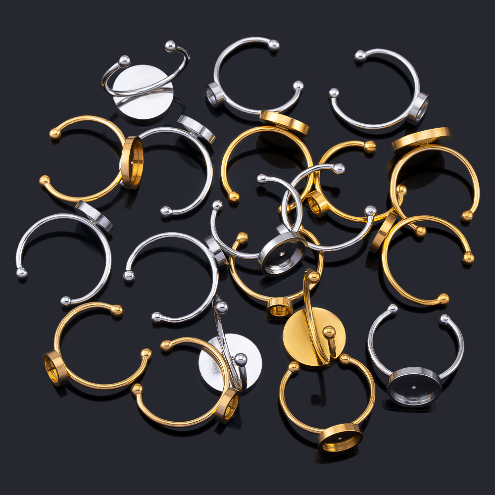 10 個調節可能なオープンフィンガーリング設定ステンレス鋼  - Ring Blank Adjustable のレビューと価格