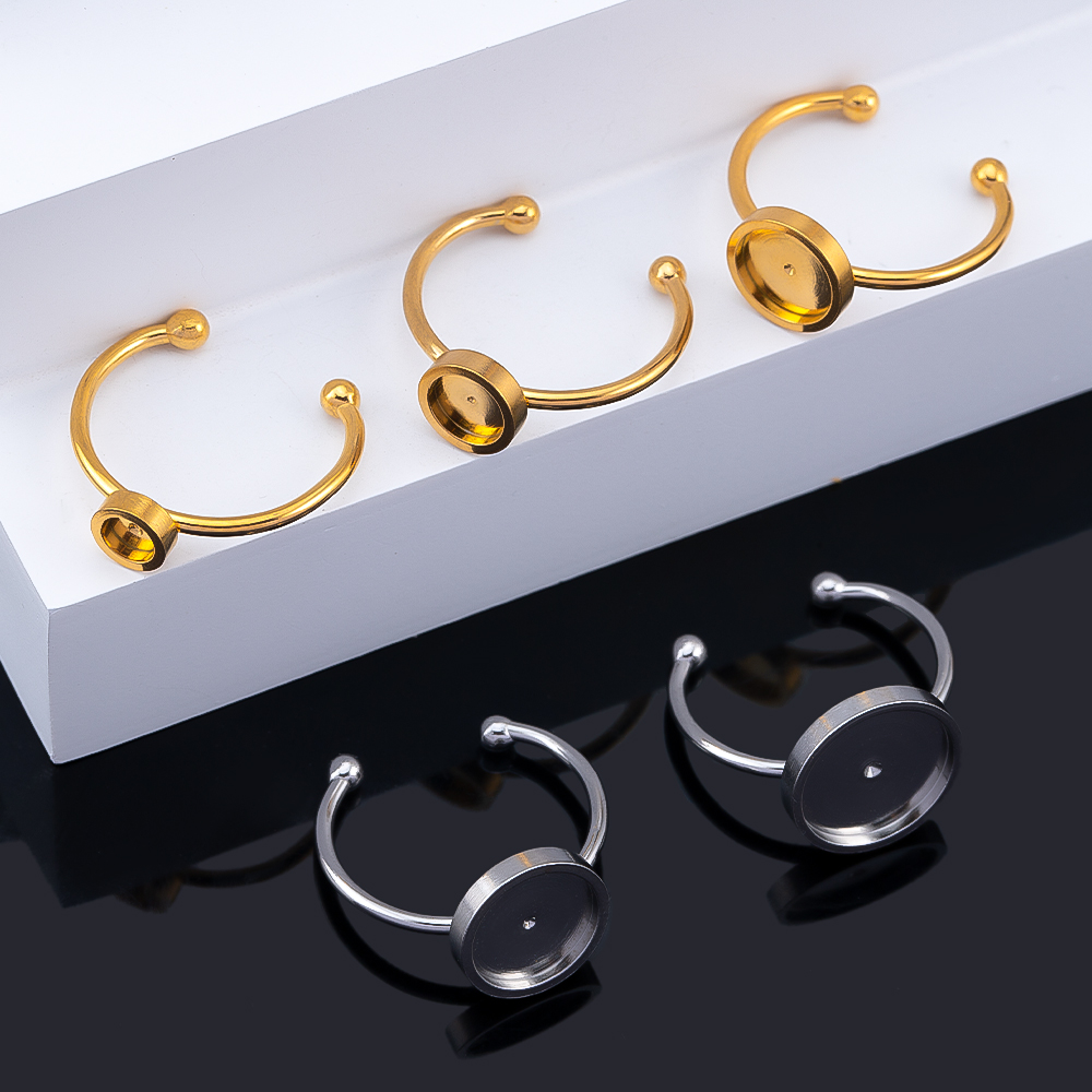 10 個調節可能なオープンフィンガーリング設定ステンレス鋼  - Ring Blank Adjustable のレビューと価格