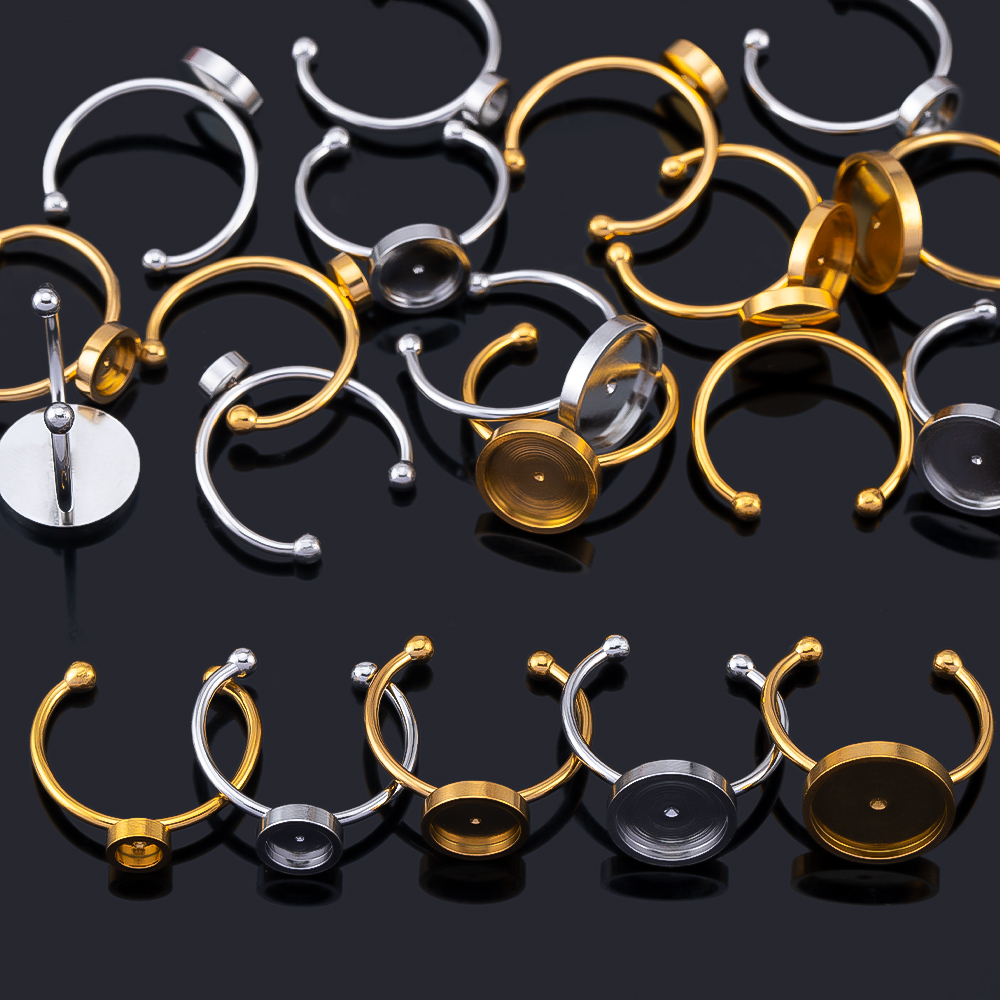 10 個調節可能なオープンフィンガーリング設定ステンレス鋼  - Ring Blank Adjustable のレビューと価格