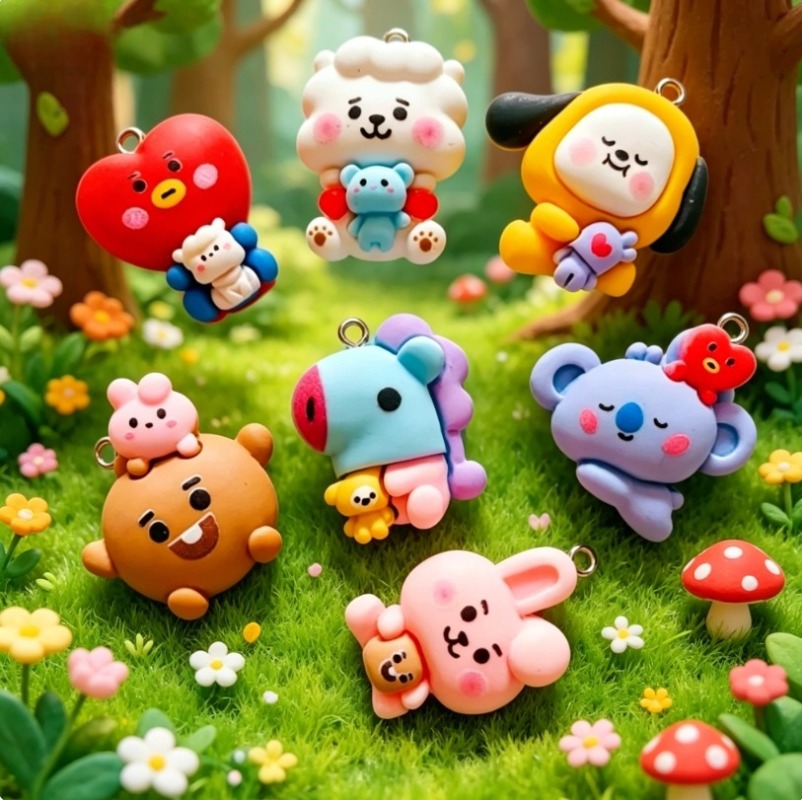 7 個 BT21 樹脂漫画チャーム DIY アクセサリークラ - Jewelry Making Earrings のレビューと価格