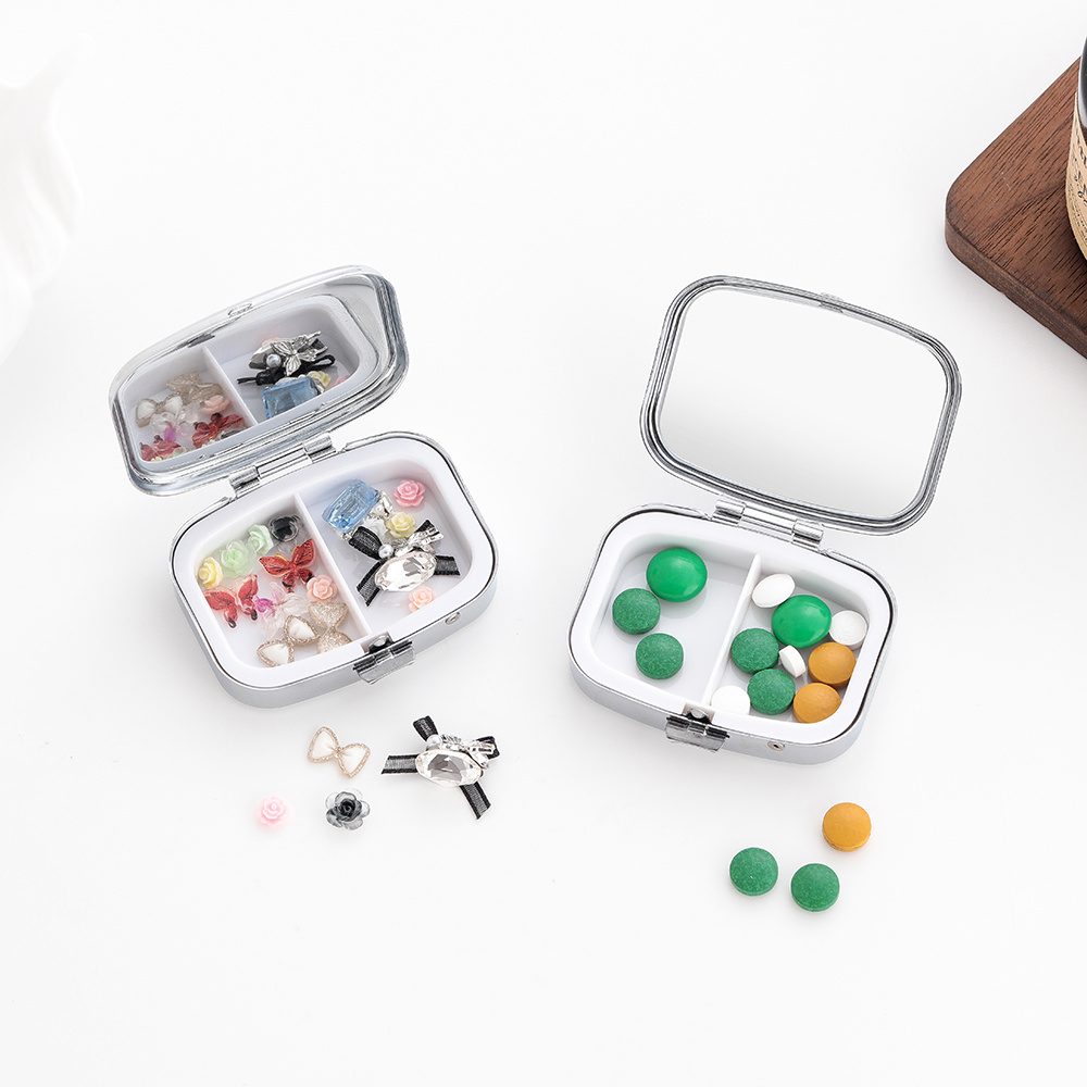 ハート型ミニピルボックス、二層構造、携帯用金属製収納ボックス - Jewelry Making Store のレビューと価格