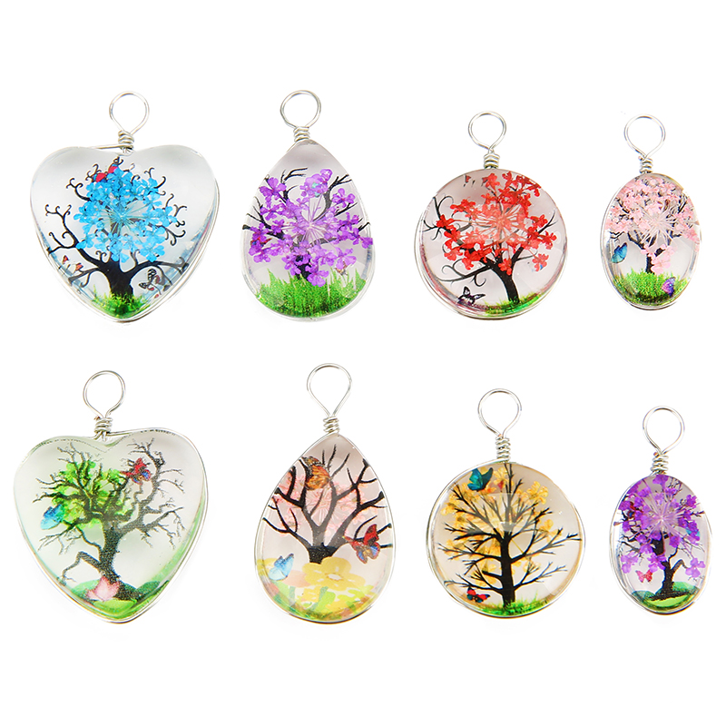 5 個のカラフルなツリークリスタルガラスイヤリングチャームビ - Jewelry Making Beginners のレビューと価格
