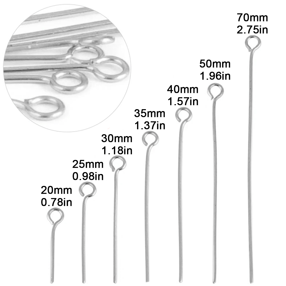 100個/ロット ステンレス製アイピン DIYジュエリーアク - Jewelry Making Eye Pins のレビューと価格