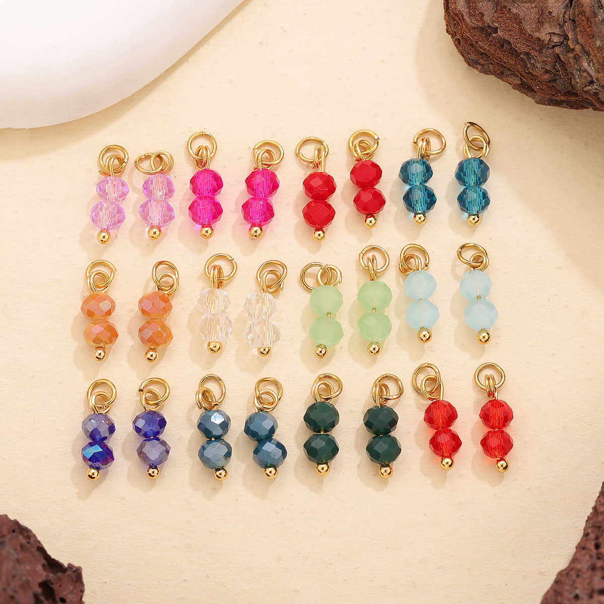 10 個カラーカラークリスタルダブルビーズチャームステンレス - Jewelry Making Beginners のレビューと価格