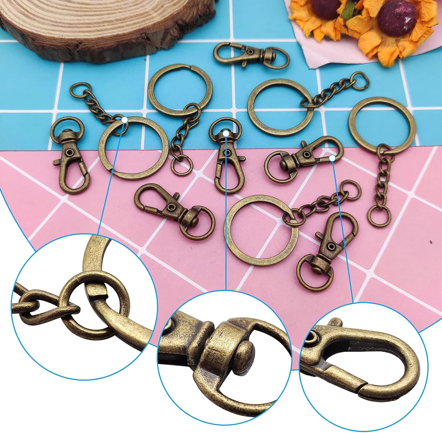 15/30セット スイベルロブスタークラスプキーホルダー キ - Jewelry Making Jump Rings のレビューと価格