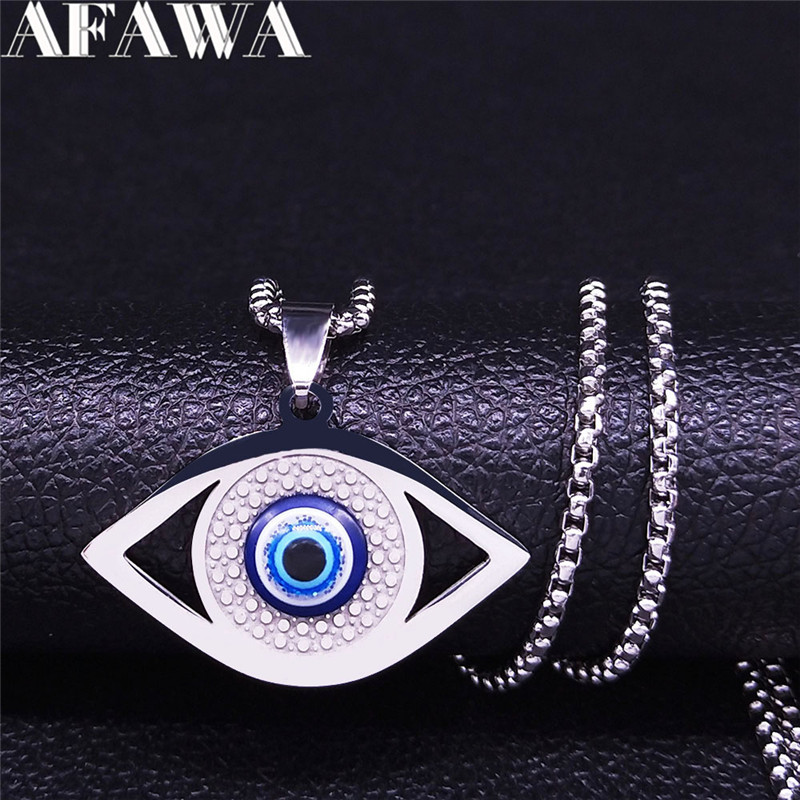 イスラム ハムサ 邪視除けブルーアイネックレス ステンレスス - Jewelry Making Jewelry のレビューと価格