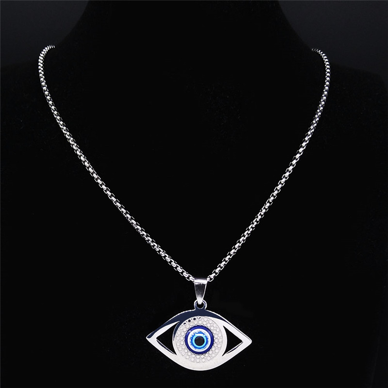 イスラム ハムサ 邪視除けブルーアイネックレス ステンレスス - Jewelry Making Jewelry のレビューと価格
