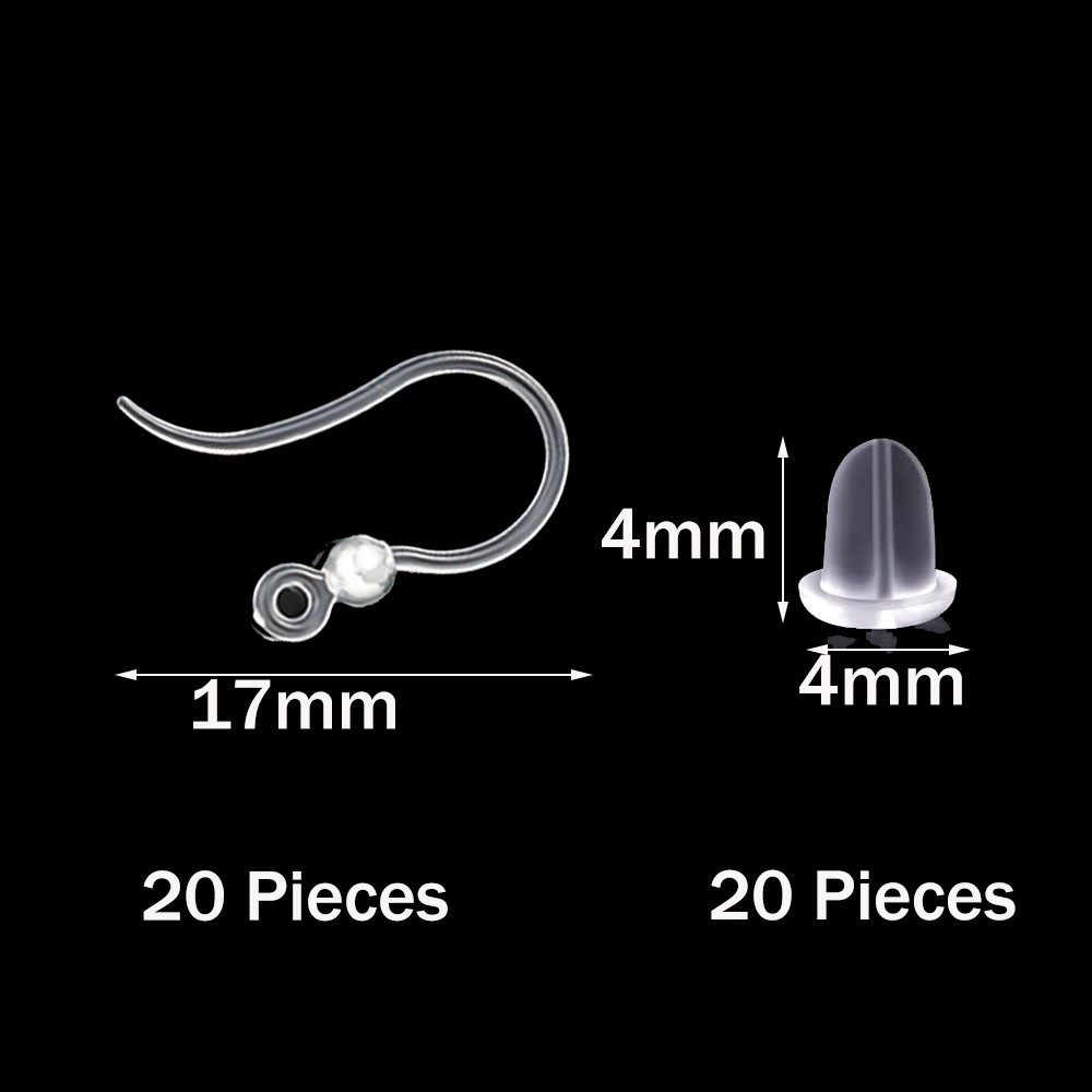 40個の透明なプラスチック製イヤリングフック、ループ付きイヤ - Jewelry Making Thread のレビューと価格