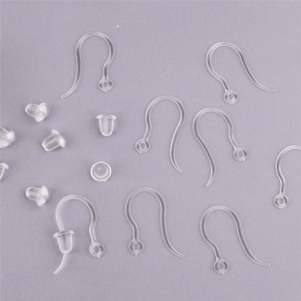 40個の透明なプラスチック製イヤリングフック、ループ付きイヤ - Jewelry Making Thread のレビューと価格