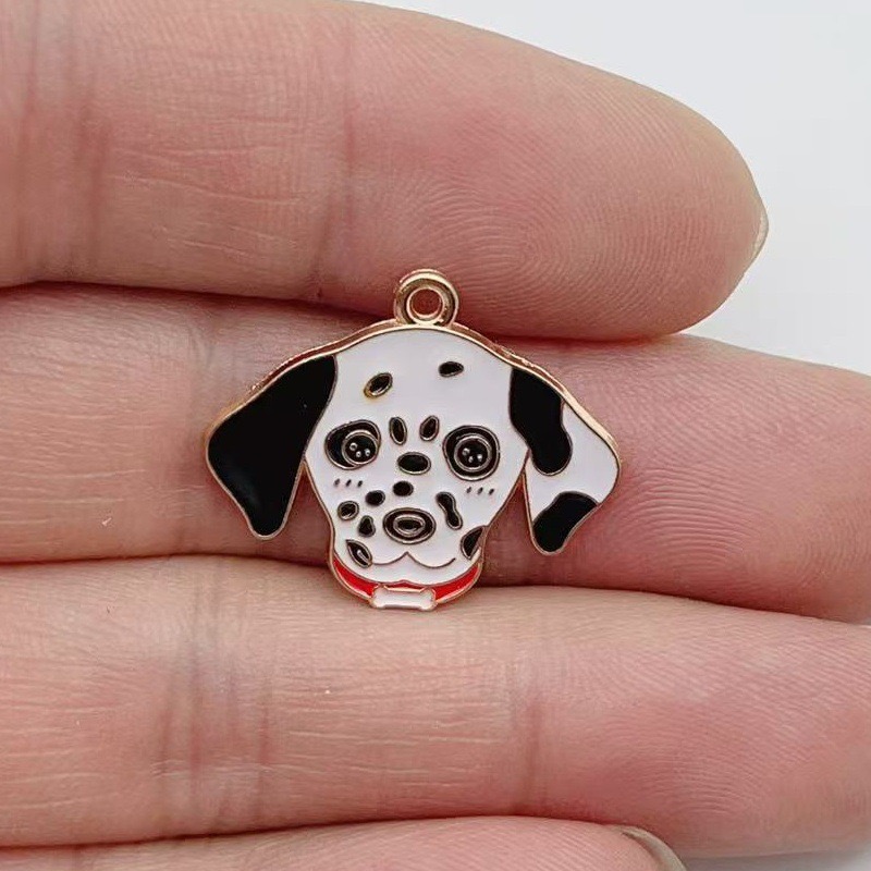 12個入り漫画ペット斑点犬合金オイルドロップペンダント、DI - Jewelry Making Earrings のレビューと価格