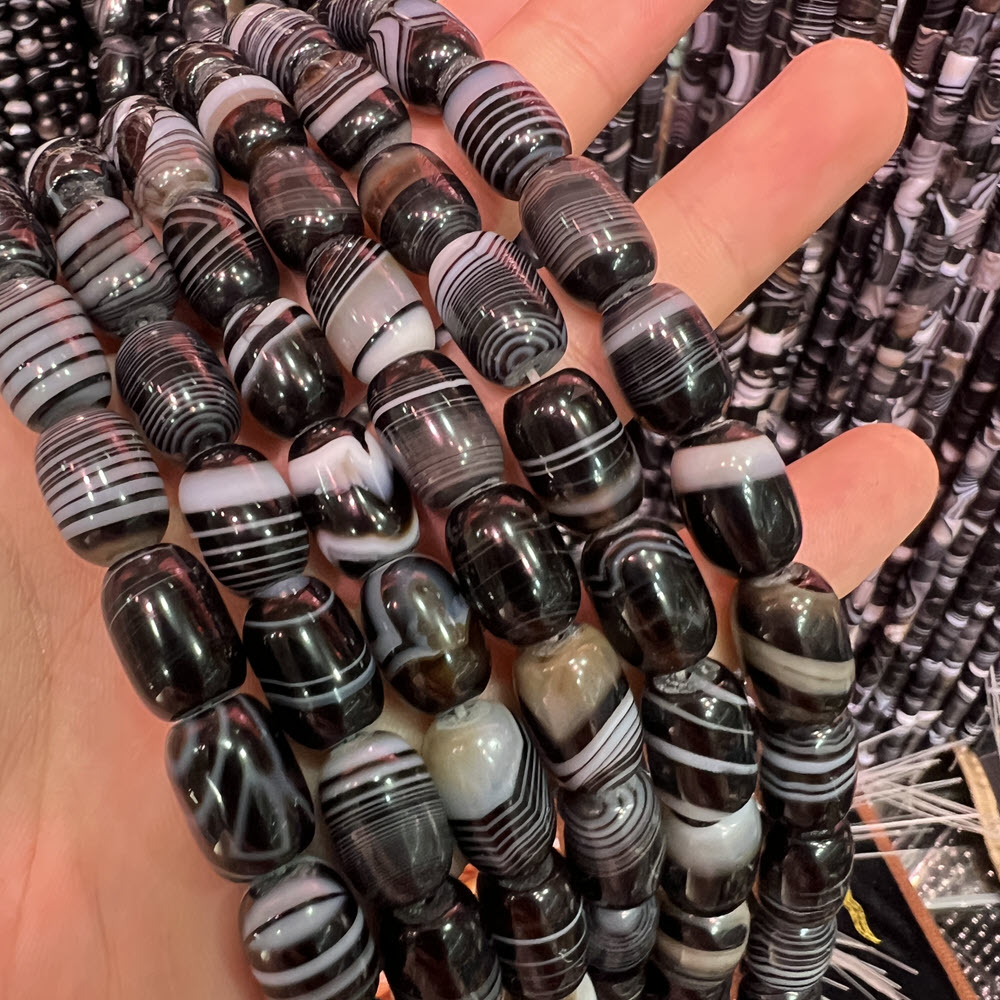 天然石ブラックアゲートストーン 8x12mm ドラムアゲート - Jewelry Making Store のレビューと価格
