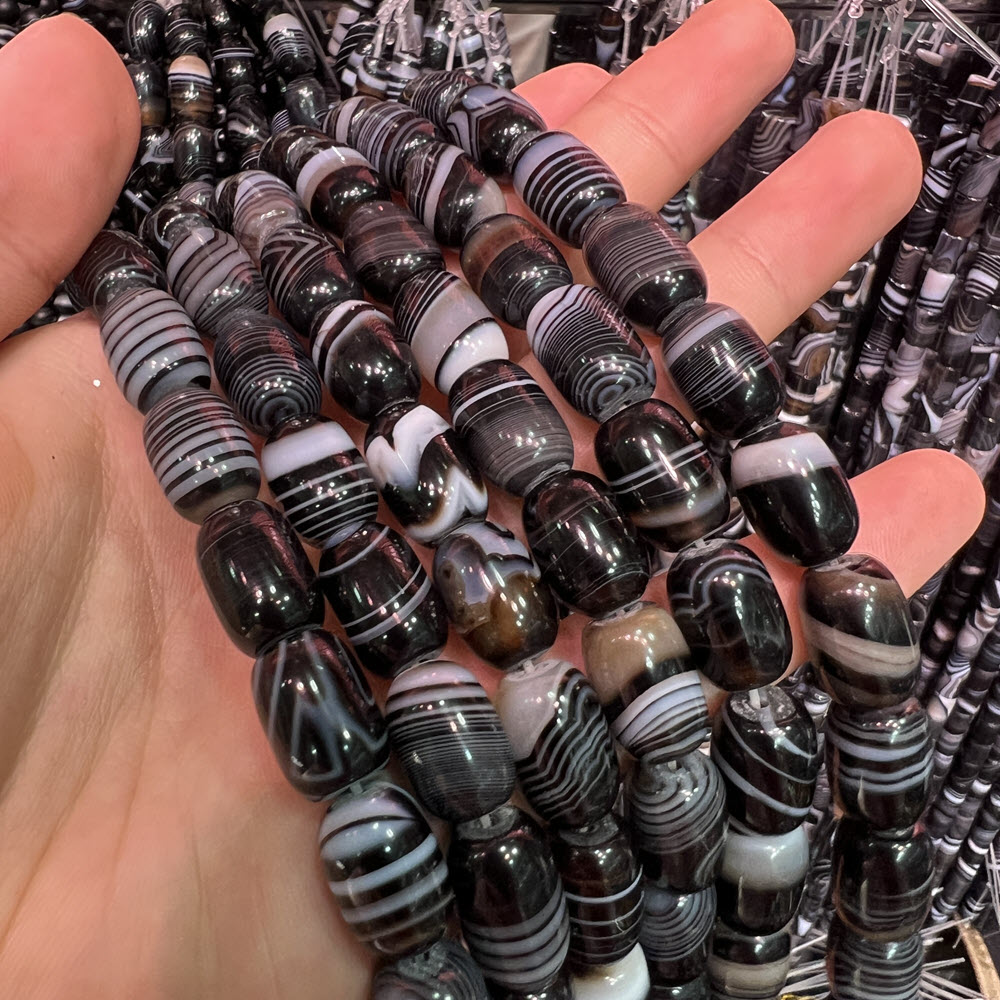 天然石ブラックアゲートストーン 8x12mm ドラムアゲート - Jewelry Making Store のレビューと価格