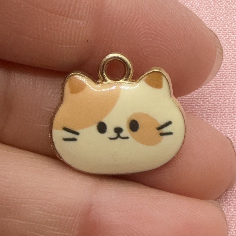 12個入りプリント猫ヘッド合金ドリップオイルペンダント、DI - Jewelry Making Earrings のレビューと価格