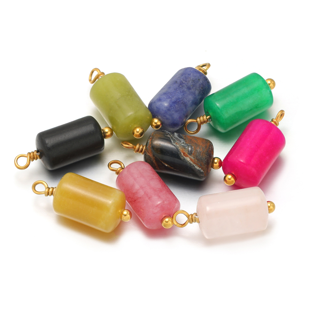 10 個ステンレス鋼天然石チャームシリンダーペンダントバルク - Jewelry Making With Stones のレビューと価格