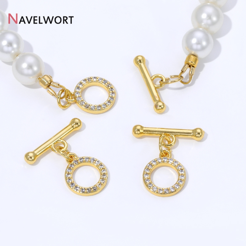 18K金メッキ真鍮製ジルコン象嵌OTクラスプコネクター、トグ - Jewelry Making Articles のレビューと価格