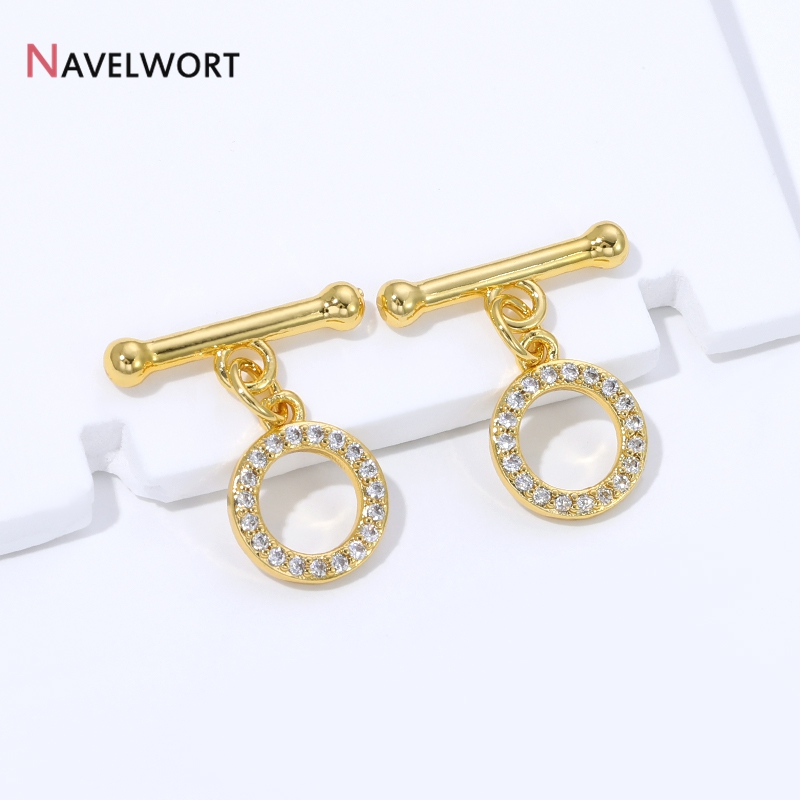 18K金メッキ真鍮製ジルコン象嵌OTクラスプコネクター、トグ - Jewelry Making Articles のレビューと価格