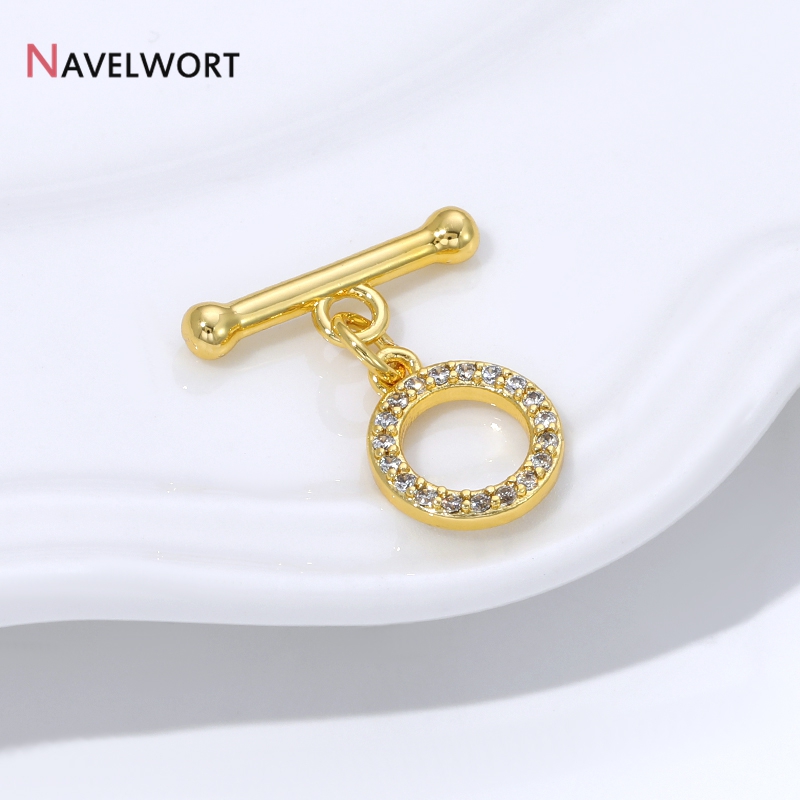 18K金メッキ真鍮製ジルコン象嵌OTクラスプコネクター、トグ - Jewelry Making Articles のレビューと価格