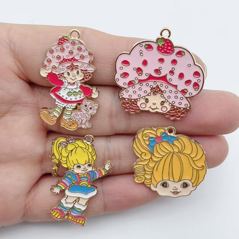 10 個かわいい女の子エナメルメタルジュエリーイチゴレインボ - Jewelry Making Earrings のレビューと価格