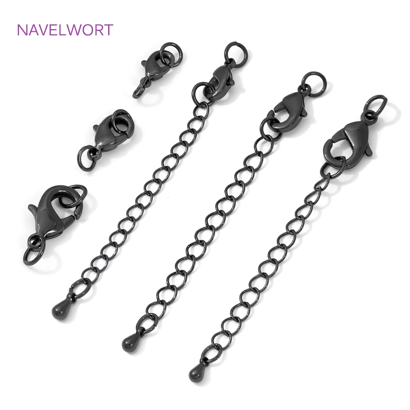 ブラックカラー真鍮ロブスタークラスプ&エクステンダーチェーン - Jewelry Making Articles のレビューと価格