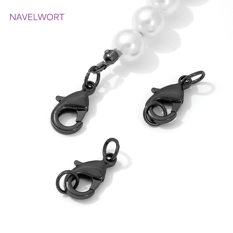 ブラックカラー真鍮ロブスタークラスプ&エクステンダーチェーン - Jewelry Making Articles のレビューと価格
