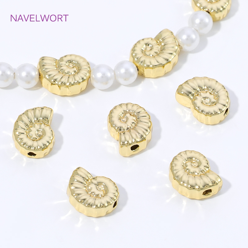 14K金メッキ真鍮製コンチスペーサービーズ、ジュエリー用、ビ - Jewelry Making Items のレビューと価格