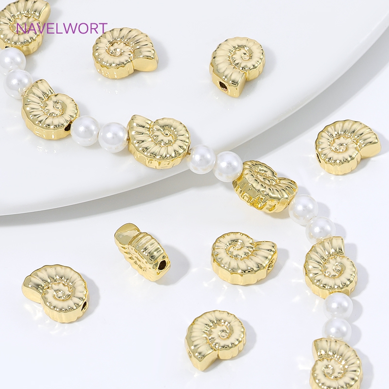 14K金メッキ真鍮製コンチスペーサービーズ、ジュエリー用、ビ - Jewelry Making Items のレビューと価格