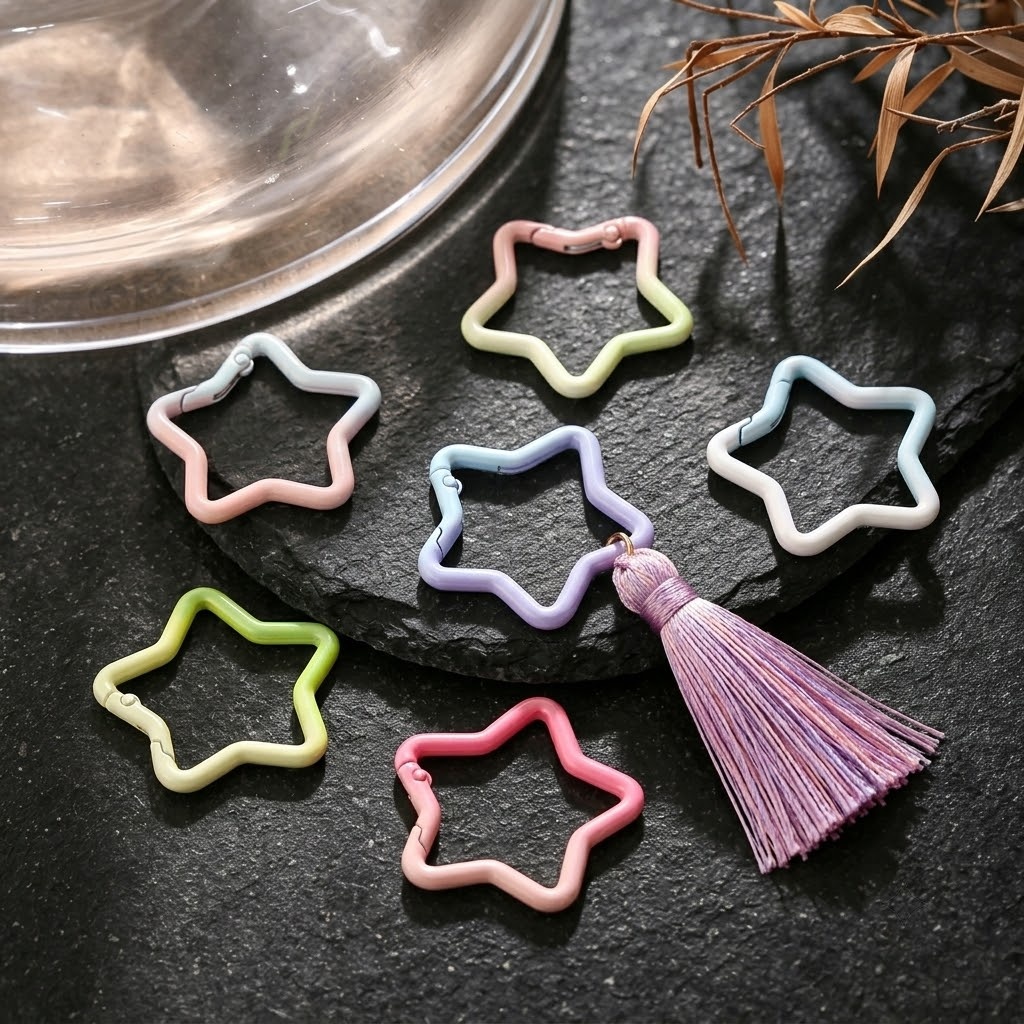 5 個のグラデーション星形スプリングリングクラスプカラフルな - Jewelry Making Articles のレビューと価格